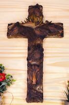 Rustic Western Forest Elk Stag Moose Heads Faux Wood Tree Wall Cross Dec... - $622.78 MXN