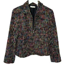 Coldwater Creek Womens Tweed Zip Blazer Jacket Sz 8 Black Multicolor Woo... - £34.89 GBP