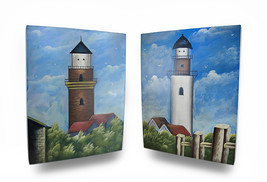 Zeckos Set of 2 Wooden Lighthouse Decorative Wall Hangings - £20.23 GBP