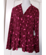 Jenni long sleeve Sleep Top Red Size X-Large &quot;merry and bright&quot; Christma... - $254.81 MXN