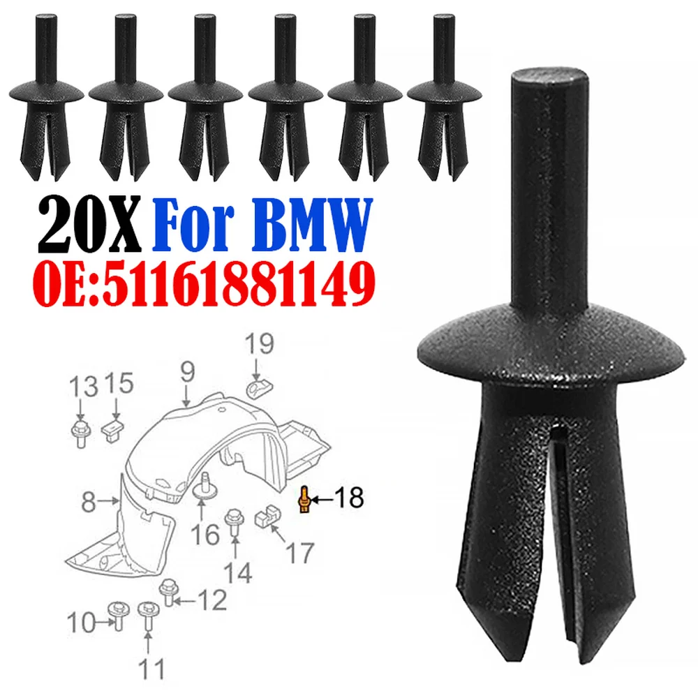 20Pcs Car Fender Push Rivet Bumper Trim Fender Liner Fastener Bumper Retainer - £9.91 GBP