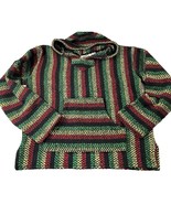 Baja Joe Mens Hoodie Rasta Red Green Stripe V Neck Pocket Long Sleeve Dr... - $20.30 CAD