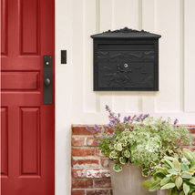 Outdoor Secure Wall Mounted Locking Steel Mailbox Cast Iron Wall Mount M... - $110.69