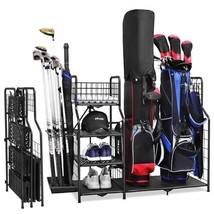 HUAEN Folding Golf Bag Stand, Golf Storage Organizer for Garage with no ... - $420.71