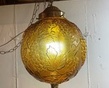 MCM Amber Globe Hanging Swag Lamp Light Chain w/ Diffuser Retro Vintage - £165.03 GBP