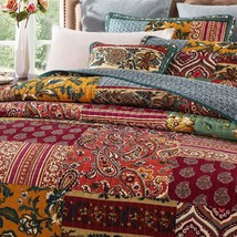 Dark Elegance Bohemian Floral Cotton Patchwork Bedspread Set - $126.14+