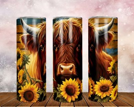 Skinny Tumbler with Straw, 20oz Highlander Cow, awd-t12 - £28.90 GBP