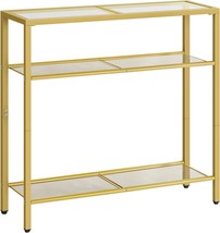 Hoobro 29.5&quot; Narrow Console Table, 3-Tier Tempered Glass Sofa, Gold Gd21... - $69.97