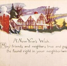 1920s Greeting Card Postcard A New Years Wish Winter Holiday Ephemera E83C - $19.99