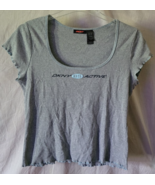 Women's DKNY Active Pullover Shirt XL Gray Scoop Neck Short Sleeve 100% Cotton - $14.99
