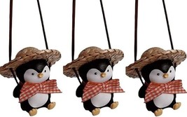 Set of 3 - Super Cute Swing Penguin Ornament - Car Mirror Accessories - £5.83 GBP