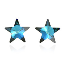 Reflection Prism Blue Star Crystal 10mm Sterling Silver Earrings - £13.41 GBP