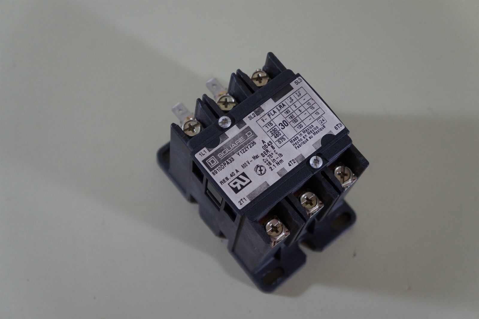 Square D 8910DPA33 Contactor, 30 FLA, 110/120V Coil, 3 Pole - $14.67