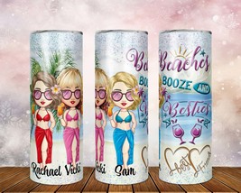 Skinny Tumbler with Straw, 20oz Cruise, Personalized, Boozes Beach and Besties,  - £28.90 GBP