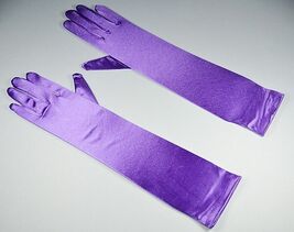 Bridal Prom Costume Adult Satin Gloves Purple Solid Elbow Length - $16.83 CAD