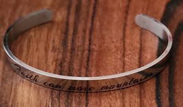 Inspirational Stainless-Steel Bracelet ~ Faith can move mountains ~Matthew 17:20 - £20.92 GBP