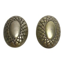 Vintage Oval Clip On Earrings Gold Tone Oval Button Style 1&quot; x 3/4&quot; - $7.66