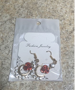 Pair of Simulated Coral Rose Earring Fashion Jewelry - New - Sealed Package - £2.33 GBP