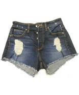 GUESS Women&#39;s Vtg Denim Jeans Cutoff Shorts Destroyed Raw Hems tag 26 /w... - £23.99 GBP