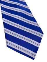 Tommy Hilfiger 100% Silk Tie Blue White Stripe Textured Necktie Wedding ... - £29.30 GBP