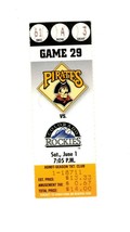 June 1 1996 Colorado Rockies @ Pittsburgh Pirates Ticket Larry Walker Bichette - £15.77 GBP