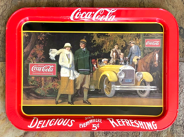 Coca Cola &quot;Touring Car&quot;  Bed Tray 1987 Reproduction Metal 17x13-      1 - £15.45 GBP