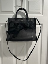 Kate Spade New York Women&#39;s Shoulder Crossbody Purse Handbag Black Leather Bow - £54.43 GBP