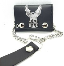 Novelte Genuine Leather Ride To Live Tri-fold Chain Wallet - $275.49 MXN