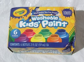 Box of Crayola 6-2 fl oz Bottles Washable Kids&#39; Paint Set of Classic Colors - £10.44 GBP
