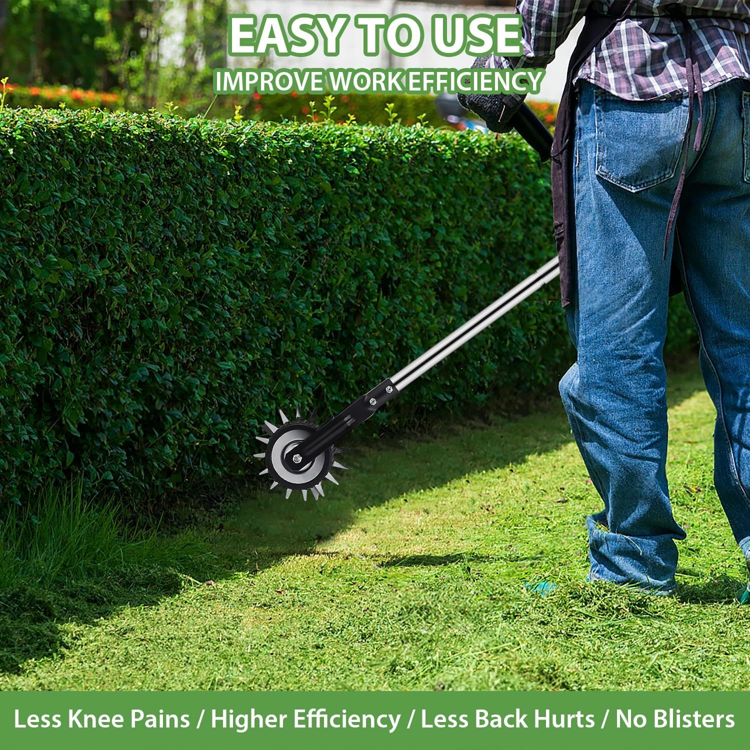 [2025 Upgraded] Wheel Rotary Edger – Manual Lawn Edger Tool, Adjustable ...