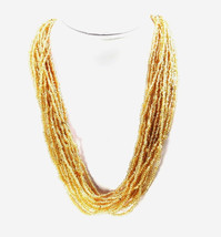 Gold Colored Glass Seed Bead 20&quot; Necklace 16 Strands Handmade Vintage - £74.31 GBP