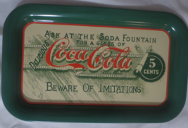 Coca-Cola Metal Tray  Ask at the Soda Fountain  1992 small rectangular - $4.95