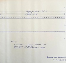 1956 Railroad Bangor Aroostook Bridge Tie Spacer Blueprint B4 Trains DWDD15 - $84.36