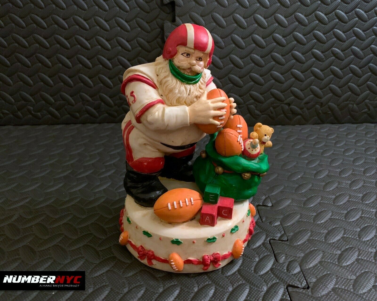 Primary image for Vintage Santa Plays Football Statue Figure Home Decor Holiday X-Mas Decoration