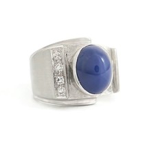 Authenticity Guarantee 
Vintage 1940&#39;s Lab-Created Star Sapphire Diamond... - £2,385.43 GBP