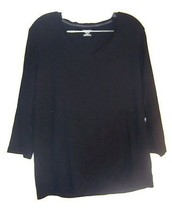 St. John&#39;s Bay Classic Tee Black Long Sleeve T-Shirt Top Size XL - £21.22 GBP