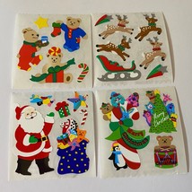Vintage Sandylion Christmas Stickers Set Santa Bears &amp; Reindeer - £15.68 GBP