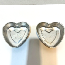 Vintage Aluminum Tiny Silver Heart Baking Jello Molds 3.25 inch Lot of 2 - £6.89 GBP