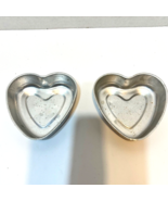 Vintage Aluminum Tiny Silver Heart Baking Jello Molds 3.25 inch Lot of 2 - £6.78 GBP
