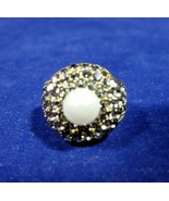 Heidi Daus Bronze Ring Center Set White Faux Pearl Surrounded by Black C... - $149.99
