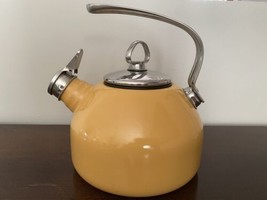 Chantal Vintage Whistling Tea Kettle Tea Pot Enamel On Steel Gold Yellow - £29.93 GBP