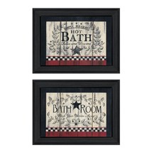 Set Of Two Hot Bath 1 Black Framed Print Bathroom Wall Art - $2,259.71 MXN