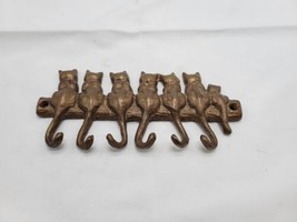 Brass Metal Cat Key Holder 6 Tails / Hooks 6.75"Long. In great condition - £18.11 GBP