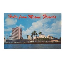 Postcard Hello From Miami Florida Skyline Palm Trees Chrome Unposted - £5.46 GBP