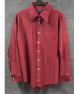 Manhattan Shirt Size 17 1/2-33 Mens Maroon Button Down USA Union Made Vi... - £18.32 GBP