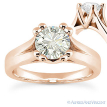 Forever Brilliant Round Cut Moissanite 14k Rose Gold Solitaire Engagement Ring - £470.65 GBP+