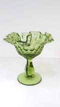 Fenton Colonial Green Thumbprint Compote Double Crimp Candy/Nut Dish - £14.24 GBP