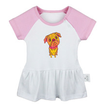 Retro Vintage Funny Cute Love Colorful Pug Dog Baby Girl Dresses Infant Clothes - £9.38 GBP