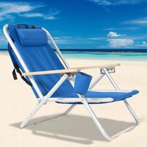 Backpack Beach Chair, Folding Camping Chair Beach Lounge Chair With Cup Holder - £51.40 GBP