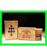 Antique Match Box Holder w/ Enamel Blue Cross Of Lorraine &amp; Norwegian Ma... - £27.09 GBP